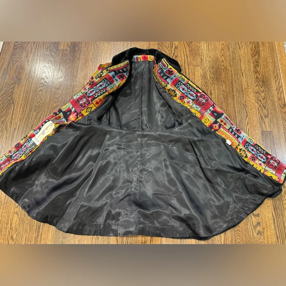 Vintage Country Pacer Tapestry Carpet Womens Coat 70s Boho Size S Flaws - Picture 6 of 12